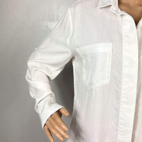 Cloth & Stone White High Low Hem Button Down Shirt Size S - Picture 2 of 12